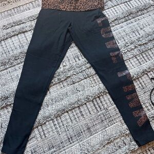 PINK Victoria's Secret Brown and Black Leopard Leggings